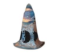 (Beach Maui Hawaii Sunset Clouds) Print Hooded Cape For Teenagers Costume Party, Halloween Hooded Cape Soft and Elastic,S