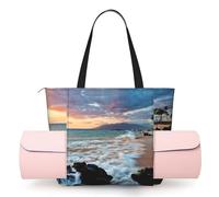 Beach Maui Hawaii Sunset Clouds Women'S Yoga Mat Bag With All-Over Print,Lightweight Polyester Shoulder Gym Bag,Front Open Pocket For Yoga Mat, Towel