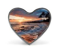 Beach Maui Hawaii Sunset Lapel Pin Elegant Heart Shape Brooch Badge Funny Personalized Pinback Button Badge Fashion Cute Heart Brooch Pins for Bag Jacket Clothes Accessories