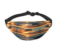Beach Maui Hawaii Sunset Sea Waves Clouds Adjustable Belt Hip Bum Bag Fashion Water Resistant Hiking Waist Bag for Traveling Casual Running Hiking Cycling, Black, One Size