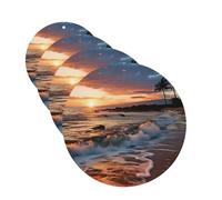 Beach Maui Hawaii Sunset Sea Waves Clouds Car Air Fresheners Cards Set of 4 Pieces Personalized Car Fresheners Gifts for Men Women Auto Aromatherapy Tablets Hanging Scented Cards for Wardrobe Bathroom
