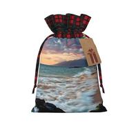 (Beach Maui Hawaii Sunset Sea Waves Clouds) Drawstring Gift Bags Holiday Present Goody Bags For Xmas Party S