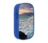 Beach Maui Hawaii Sunset Sea Waves Clouds Pencil Case Blue Pencil Bag | Large Capacity Pencil Pouch Stationery Organizer Makeup Bag For Students Office Travel Art Supplies