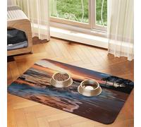 Beach Maui Hawaii Sunset Sea Waves Clouds Pet Feeding Mat 40x60cm, Absorbent Dog Mat for Food and Water Bowl, PU Leather Cat Food Mat Waterproof Dog Bowl Mats Quick Dry Pet Placemats-No Stains