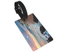 Beach Maui Hawaii Sunset Sea Waves Clouds Print Bag Tags for Luggage, Waterproof PVC Travel Tags for Suitcases Travel Bag Tag with Name Label