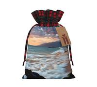 Beach Maui Hawaii Sunset Sea Waves Clouds Print Drawstring Bags, Candy Snack Bag, Reusable Holiday Pouches for Wrapping & Storage S