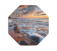 Beach Maui Hawaii Sunset Sea Waves Clouds Print Leather Coaster Set of 6, Octagon Coasters Table Decorative Coffee Cup Beverage Coasters Wine Beer Bar Coasters for Hot Drinks Table Protection