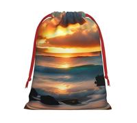 Beach Maui Hawaii Sunset Sea Waves Clouds Print Multi-Functional Drawstring Reusable Gift Pouch Daily Storage All Occasions Use