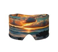 Beach Maui Hawaii Sunset Sea Waves Clouds Print Sleep Eye and Ear Muffs Mask - Adjustable Yoga Travel Headband, Keep Warm Shading Comfortable Aid