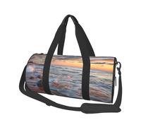 Beach Maui Hawaii Sunset Sea Waves Clouds Print Travel Duffel Bag Large Foldable Round Travel Carry on Bag with Adjustable Shoulder Strap for Weekender Overnight Flight Hospital Sports