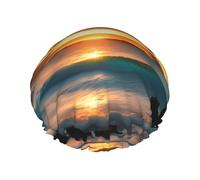 Beach Maui Hawaii Sunset Sea Waves Clouds Print Various Activities Shower Cap Reusable Soft And Lightweight Bath Hair Cap Long Hair