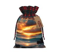 Beach Maui Hawaii Sunset Sea Waves Clouds Print Xmas Drawstring Gift Bag Wrapping Needs For Christmas Bags Holiday Party Favors