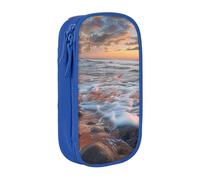 Beach Maui Hawaii Sunset Sea Waves Clouds Printed Large Capacity Pencil Case Blue Double-Layer Stationery Organizer, Cosmetic & Makeup Bag for Students, Teachers, Adults