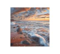 Beach Maui Hawaii Sunset Sea Waves Clouds Printed Square Jigsaw Puzzle 12.8x12.8 CM, Puzzle Challenging Game for Adults Gifts, Family Fun Decorative Wall Decor
