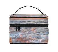 Beach Maui Hawaii Sunset Sea Waves Clouds Printed Travel Makeup Bag Spacious Portable Cosmetic Organiser with Handle, Large Capacity Toiletry Bag, Gift for Women Girls
