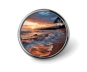 Beach Maui Hawaii Sunset Sea Waves Clouds Round Button Pin 1 Inch Metal Brooch Lightweight Lapel Badge with Smooth Edges Fade-Resistan Decorative Pin for Daily Outfits Backpacks Jackets And Gifts