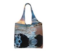 Beach Maui Hawaii Sunset Sea Waves Clouds Single-Shoulder Canvas Bag,Large Capacity Reusable Grocery Shopping Bag,Women'S Handbag Tote Travel