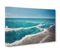 Beach Meets The Ocean Canvas Print | Gallery Wrapped 30mm Frame Wall Art | 30x20 inches | Ready to Hang | Coastal Seascape Picture | Living Room Bedroom Lounge Office