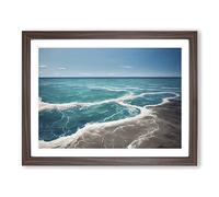 Beach Meets The Ocean Framed Wall Art Print A2 Walnut