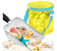 Beach Mesh Shovel with Mesh Beach Bag for Shell Collecting Filter Sand Scooper for Picking Up Shells Beach
