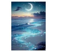 Beach Moon Ocean Puzzle 1000 Pieces for Adults, Fantasy Starry Night Seaside Jigsaw Puzzle Nature, Magic Scenery Rock Art Puzzle