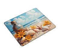 Beach Mouse Mat 24 x 20 cm Small Mouse Pad Landscape Waterproof Mousepad Gaming Desk Accessories, Anti-slip Rubber Base Mousemat with Stitched Edge for Office, Learning, Gaming, Gifts for Men S0-66