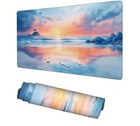 Beach Mouse Pad Gaming Mat Scenery Mouse Mat Large, 800x400x3mm Extended Mousemat Gaming Mousepad, Non-Slip Desk Pad, Washable Mousemat, Desk Protector, for Office, Keyboard, Laptop, PC, f-98