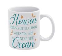 Beach Mug Heaven Seems A Little Closer When You are Near The Ocean Mug Funny Coffee Mug,Man Cave Prints,The Best Gift for Colleagues, Parents, and Grandparents, 110z Men and Women