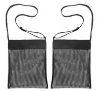 Beach Net Bag Seashell Storage Bag Sand Toy Pack Beach Mesh Pocket for Sand Away Seaside Treasures Storage Black 2PCS