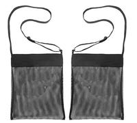Beach Net Bag Seashell Storage Bag Sand Toy Pack Beach Mesh Pocket for Sand Away Seaside Treasures Storage Black 2PCS mesh pocket