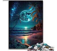 Beach Night Scene Jigsaw Puzzles for Adults 1000 Jigsaws, Suitable for Ages 14 And Up Toy Wall Decor Birthday And Unique Gifts (50x75cm)