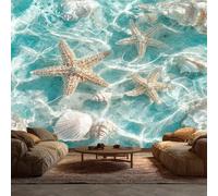 Beach Ocean Wallpaper for Bedroom - Coastal Starfish Seashell Wall Paper, Ocean Home Decor, Non-Woven Waterproof Wallpapers for Living Room, Feature Walls Mural 250x175 cm GzA144