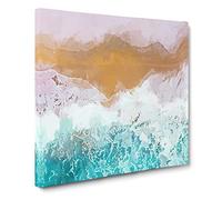 Beach on the Almafi Coast Canvas Print | Gallery Wrapped 30mm Frame Wall Art | 14x14 inches | Ready to Hang | Abstract Seascape Picture | Living Room Bedroom Lounge Office