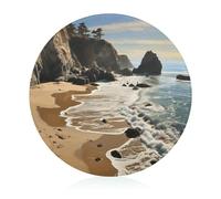 Beach on The Pacific Coast Cutting Board for Kitchen Small Non Slip Tempered Glass Cutting Mat Heat Resistant Chopping Board for Cutting Meats Fruits Vegetables 7.9" X 7.9"