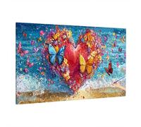 Beach Paint by Numbers for Adults Beginner, Adult Paint by Numbers Heart, DIY Adult Crafts Canvas Oil Painting Kit, Painting by Number for Autumn Decorations, Home Decor, Gifts for Women 90x40cm B-72