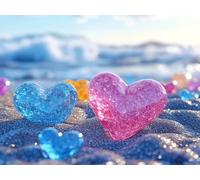 Beach Paint by Numbers for Adults, Canvas for Painting 90x120cm, Craft Kits for Kids Heart-Shaped Adult Paint by Numbers, Easy DIY Painting by Number, Gifts for Women, Room Decor, Without Frame m-167