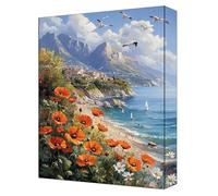 Beach Paint by Numbers for Adults, Complete DIY flowers Paint by Numbers kits, 16x22in Coloured Canvas with Acrylic Paints and Brushes, for Beginners Adults, Gifts for Home Decor, Frameless G-212