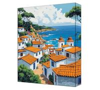 Beach Paint by Numbers for Adults, Complete DIY house Paint by Numbers kits, 16x22in Coloured Canvas with Acrylic Paints and Brushes, for Beginners Adults, Gifts for Home Decor, Frameless G-205