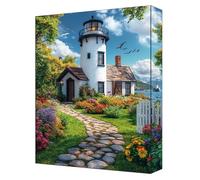 Beach Paint by Numbers for Adults, Complete DIY lighthouse Paint by Numbers kits, 16x22in Coloured Canvas with Acrylic Paints and Brushes, for Beginners Adults, Gifts for Home Decor, Frameless G-204