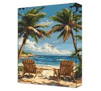 Beach Paint by Numbers for Adults, Complete DIY Tree Paint by Numbers kits, 8x12in Coloured Canvas with Acrylic Paints and Brushes, Perfect for Beginners Adults, Gifts for Home Decor, Frameless G-228