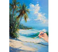 Beach Paint by Numbers for Adults, DIY Paint by Numbers Coconut Trees without Frame, Painting by Number for Adults Beginners, Canvas Kits with Brushes, Home Wall Decor, Gifts for Women, 60x80cm, -6916