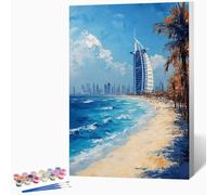 Beach Paint by Numbers for Adults Landscape Paint by Numbers Kits, Hobbies for Adults Women, DIY Acrylic Pigment Color Oil Drawing Kits Wall Art for Room Decor 40x53in (Without Frame) -LKF0763X3