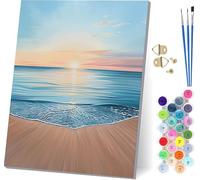 Beach Paint by Numbers for Adults, Ocean Paint by Numbers Canvas, DIY Color Oil Painting with Acrylic and Brushes, Hobbies for Adults Women, Painting for Room Decor, Gifts for Women 28x38 in K-7428