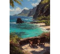 Beach Paint by Numbers for Adults, Ocean Painting by Numbers DIY Color Oil Painting Hobbies for Adults Women with Acrylic Paint Brush Set for Room Decor, Wall Art, Gifts 60 x 80 cm -zjn25075X66