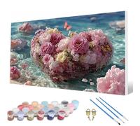 Beach Paint by Numbers for Adults, Paint by Numbers Flowers Pattern Design Painting Kits, Acrylic Painting Kit with Brushes Adult Crafts for Room Decor, Wall Art, Gifts for Women 100x300cm -hcw2507I4