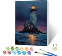 Beach Paint by Numbers for Adults with Frame, Night View Paint by Numbers Kits, Easy Painting Kits for Adults & Beginners with Brushes and Acrylic, for Home Wall Decor, Gifts for Women, 24x36in A-7504