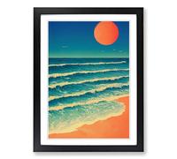 Beach Painting Kitsch Framed Print | A2 Black Framed Wall Art | Ready to Hang | Modern Beach Picture | Living Room Bedroom Lounge Office