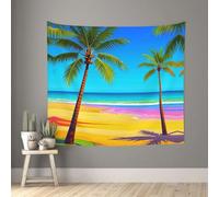 Beach Palm Tree Abstract Colorful Tapestry Backdrop Wall Hanging Flag Indoor Outdoor Wall Art Tapestries Wall Decor Blanket Beach Throws Funny Banner Poster for Dorm, Bedroom, Living Room 60x51 Inch