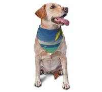 Beach Palm Tree Chairs Boats Dog Bandana Pet Scarf Accessories for Small Medium Dogs Cats Photo Prop, Triangle Pet Bandanas Adjustable Puppy Bib Washable Dog Kerchief Puppy Neckerchief