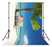 Beach Palm Tree Chairs Boats Print Backdrop For Photoshoot, Photo Backdrop Background Curtain For Photography Portraits(No Stand)